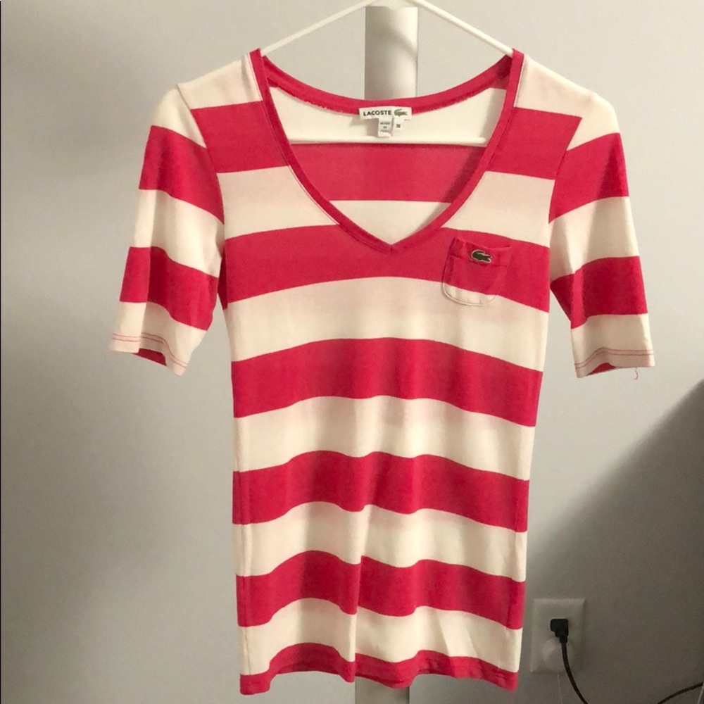 Lacoste Fuschia Striped Top